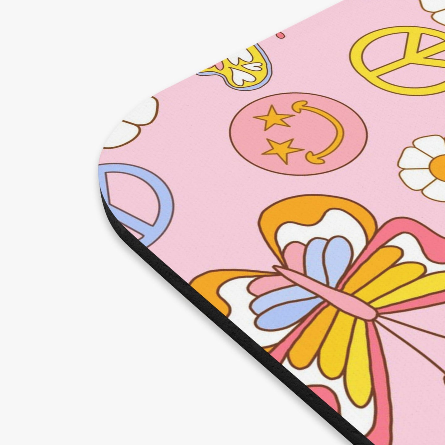 Personalized Groovy Floral smiley Mouse Pad, groovy butterfly Mouse Pad, personalized Teacher Gift, Office Supplies, Work From Home Gift